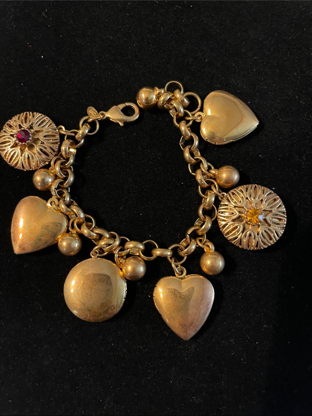 Joan Rivers Gold-Tone Heart & Disc Charm Bracelet